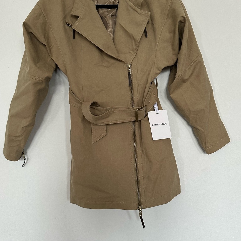 Ronny Kobo Collection Tan Trench Coat with Wrap Style